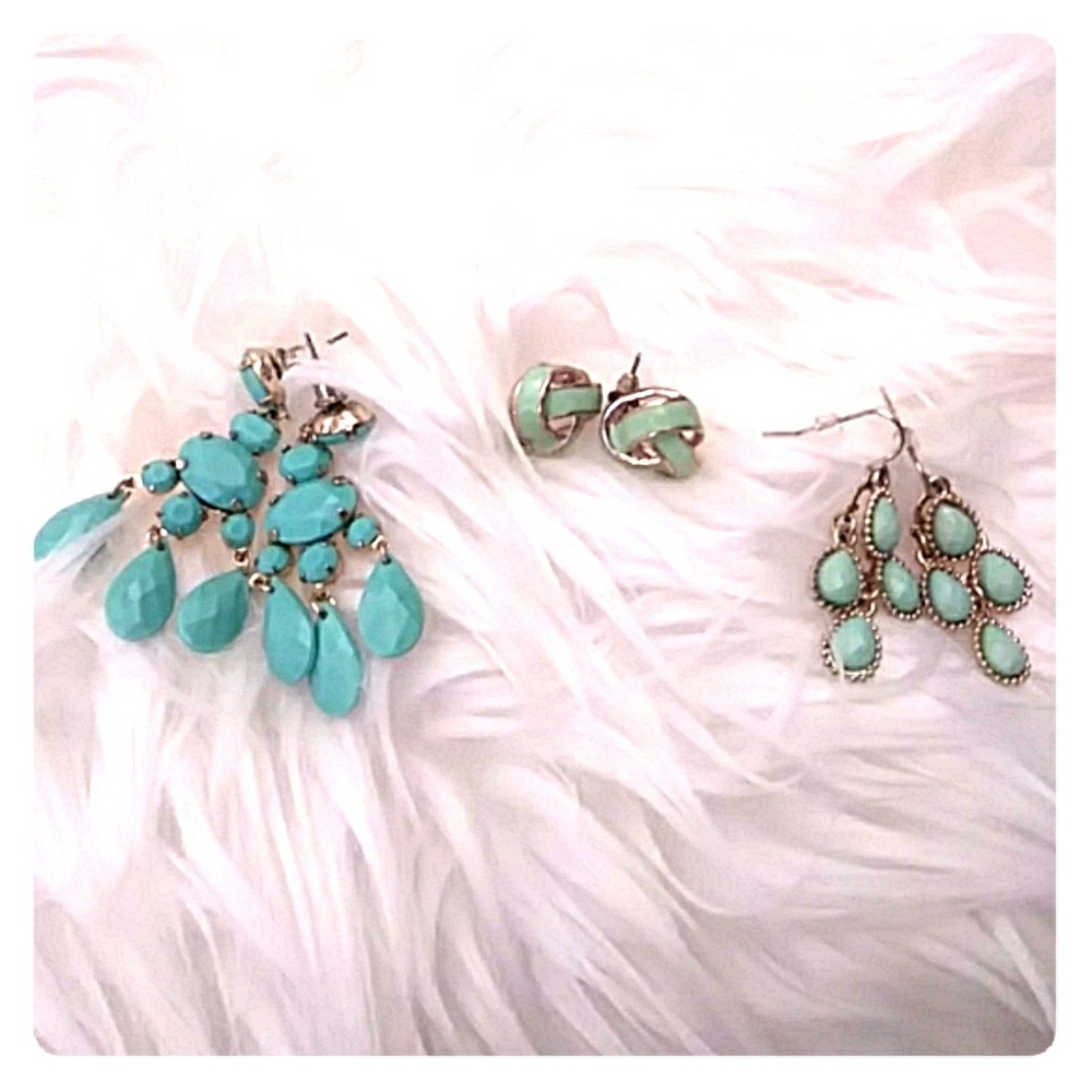 Mint color earrings 3 pair set